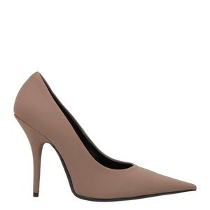 Balenciaga khaki brown jersey pointed-toe power pumps with 100mm spike heel
